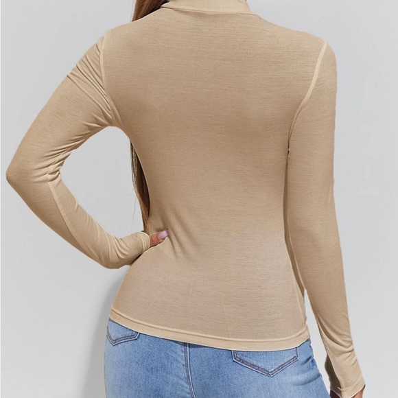 PETITE Mock Neck Form Fitted Tee - Picture 3 of 3